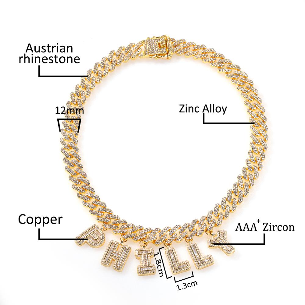 UWIN DIY Baguettecz Letter Nec - Cuban Link Chain 12Mm incelemesi ve fiyatı