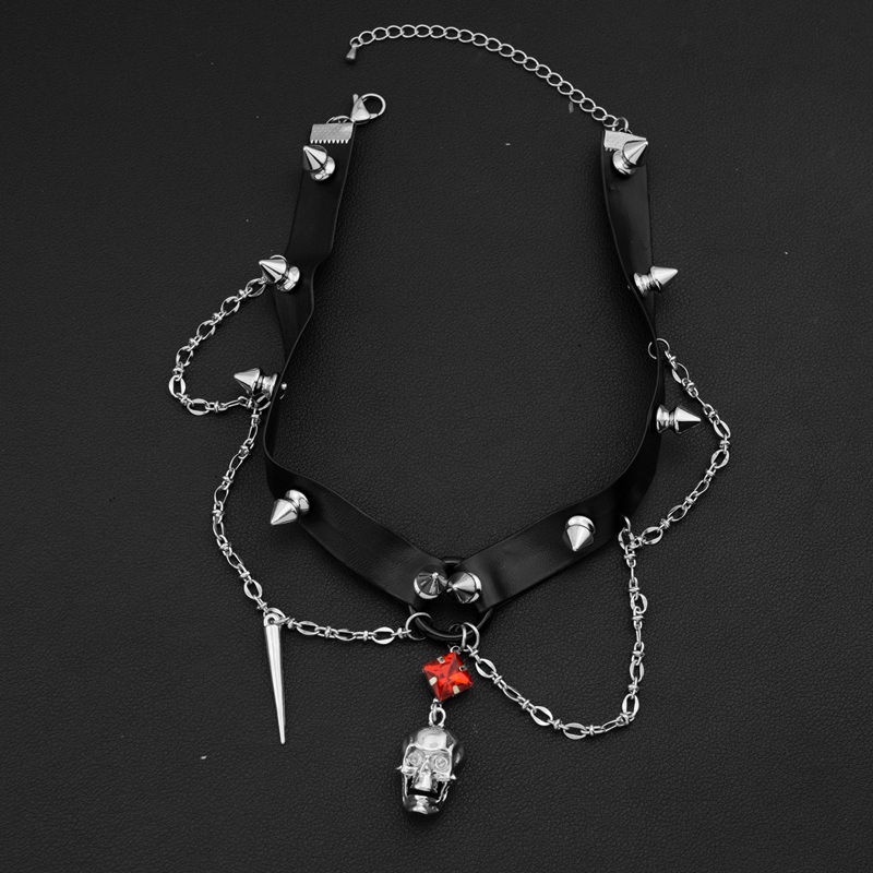 Koyu Kafatası Deri Gerdanlık,  - Goth Punk Spike Choker incelemesi ve fiyatı
