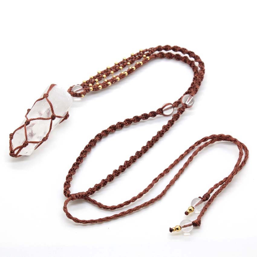 Kristal Kuvars Makrome örgülü  - Crystal Pendant Necklace Natural Stone incelemesi ve fiyatı