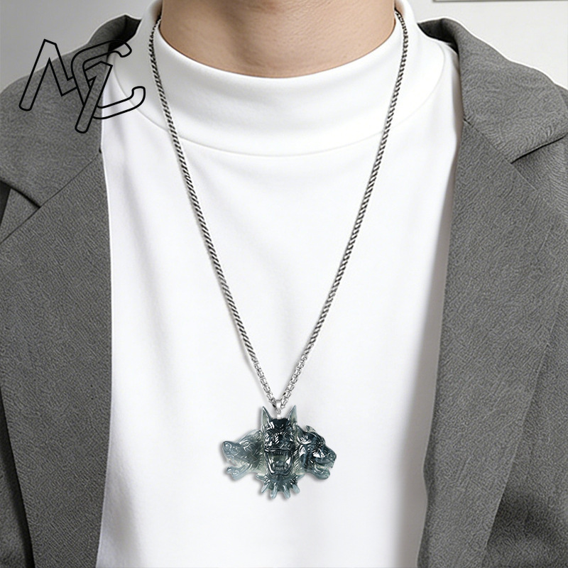 S925 Gümüş Doğal Yeşim Cerberu - Necklaces incelemesi ve fiyatı