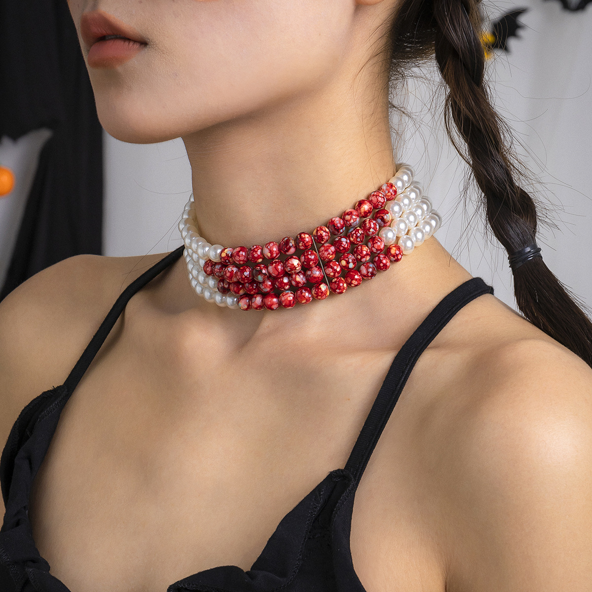 Çok katmanlı Vintage kırmızı k - Pearl Choker Necklace Vintage incelemesi ve fiyatı