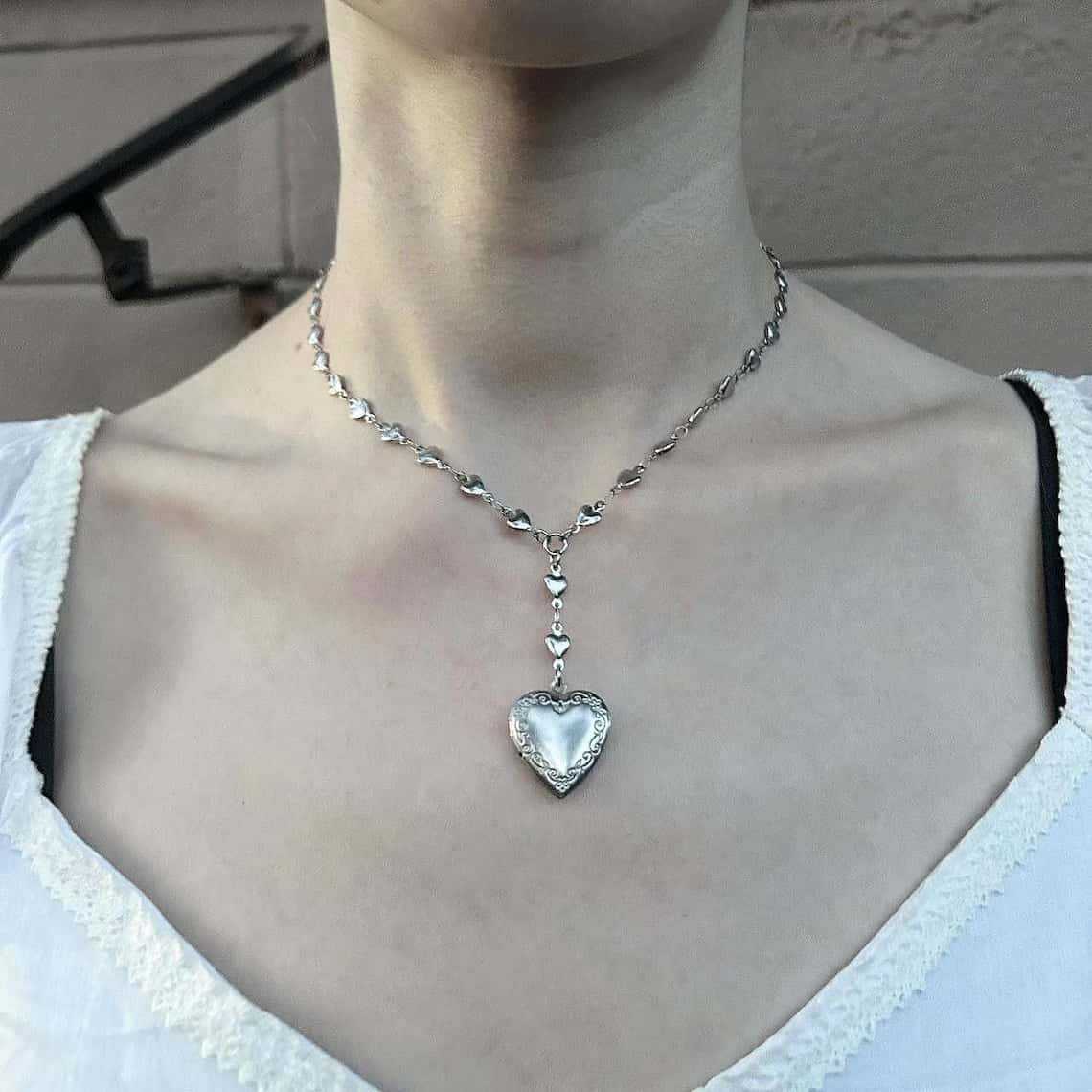 Kalp Madalyonlu Tespih Kolye • - Heart Locket Necklace Photo incelemesi ve fiyatı