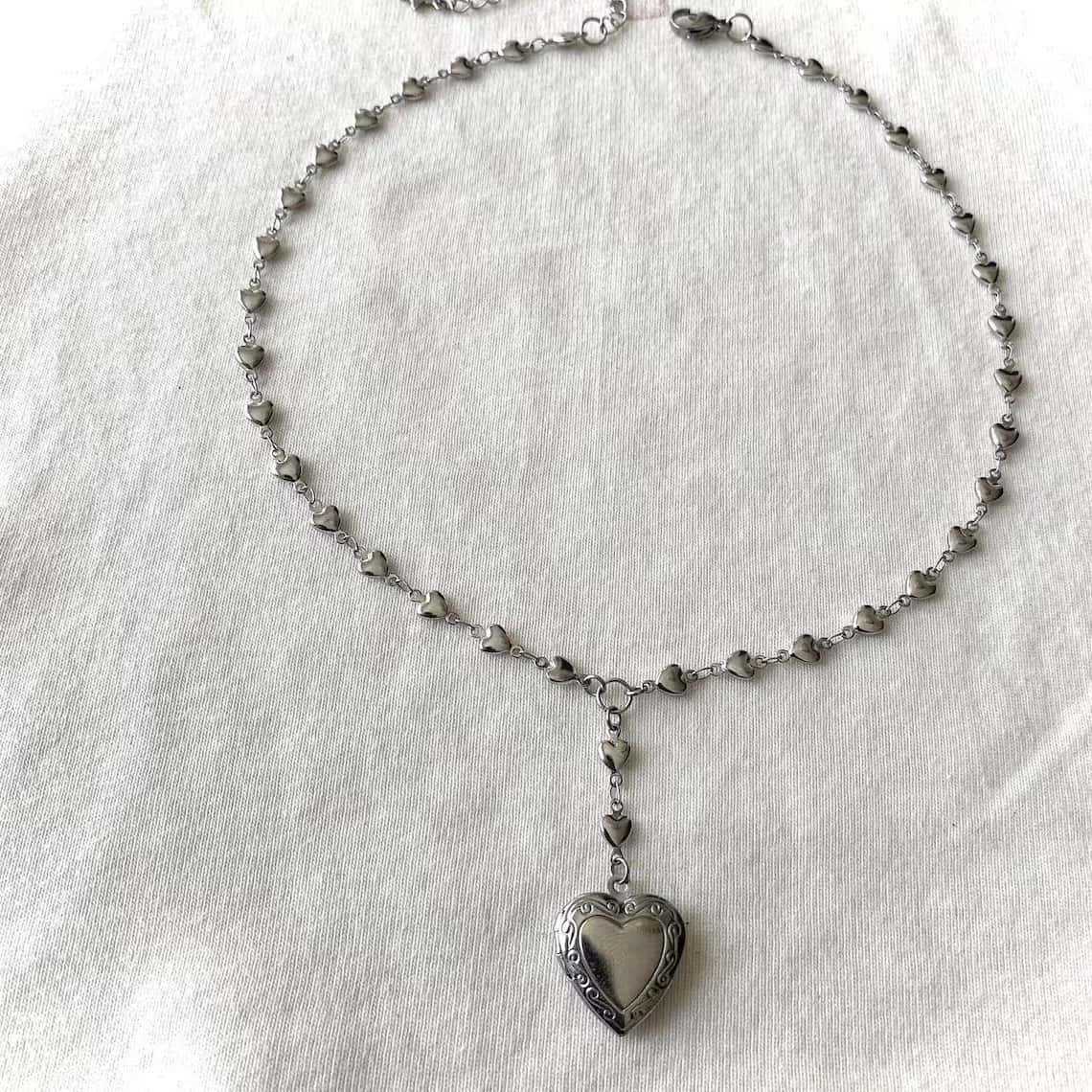 Kalp Madalyonlu Tespih Kolye • - Heart Locket Necklace Photo incelemesi ve fiyatı