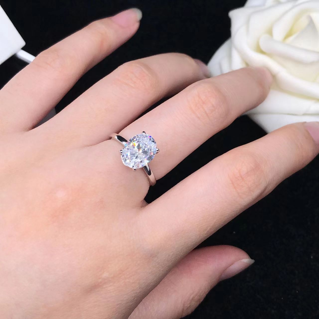 1/2/3 Karat Oval Kesim Mozanit - Moissanite Engagement Ring 1 Carat incelemesi ve fiyatı