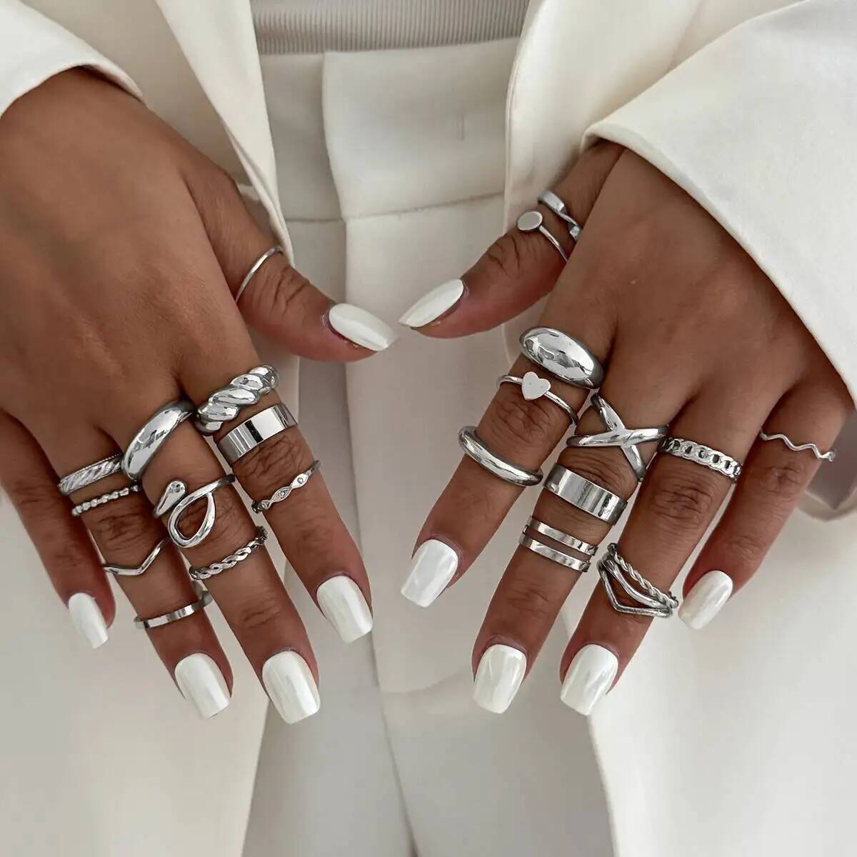 KunJoe 24 adet/takım Trendy Dü - Vintage Punk Knuckle Rings Set incelemesi ve fiyatı