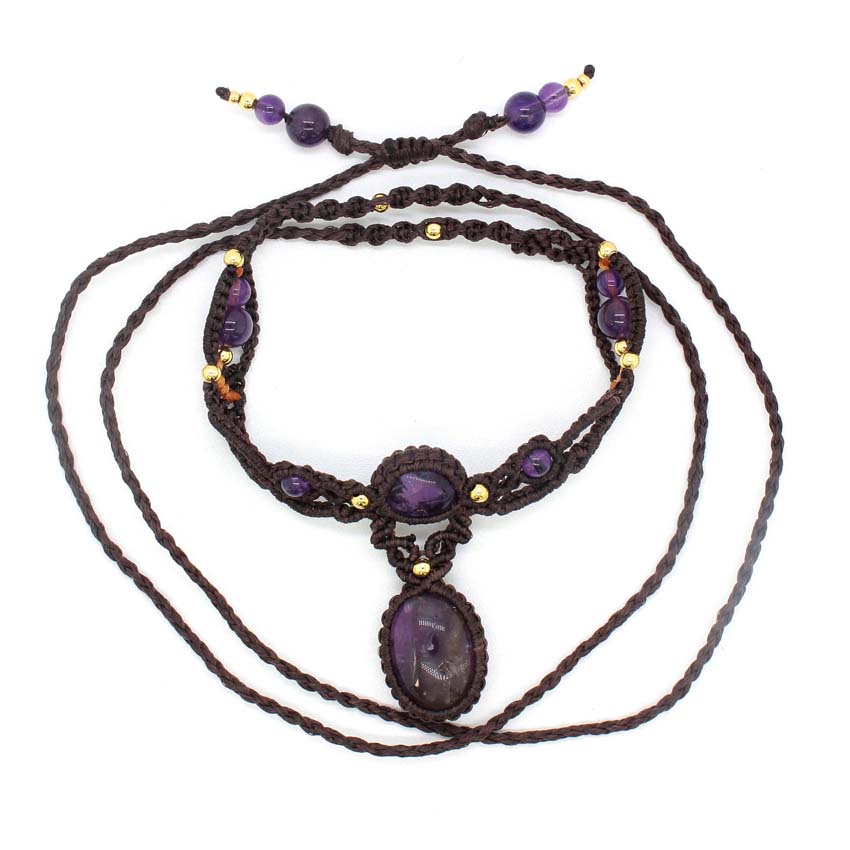 Kristal Örgülü Makrome Taş Kol - Crystal Pendant Necklace Natural Stone incelemesi ve fiyatı