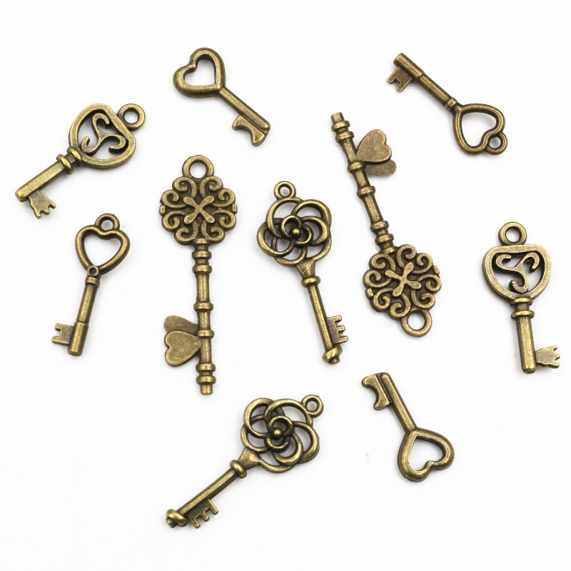 40 adet anahtar Charms kolye a - Heart Locket Necklace Photo incelemesi ve fiyatı