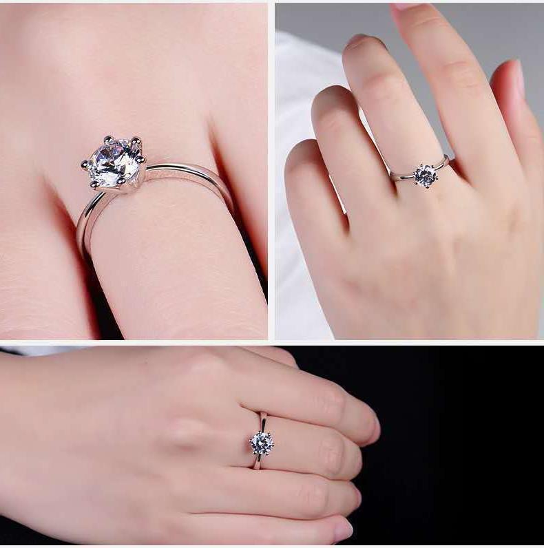 Beyaz altın renginde zarif alt - Moissanite Engagement Ring 1 Carat incelemesi ve fiyatı