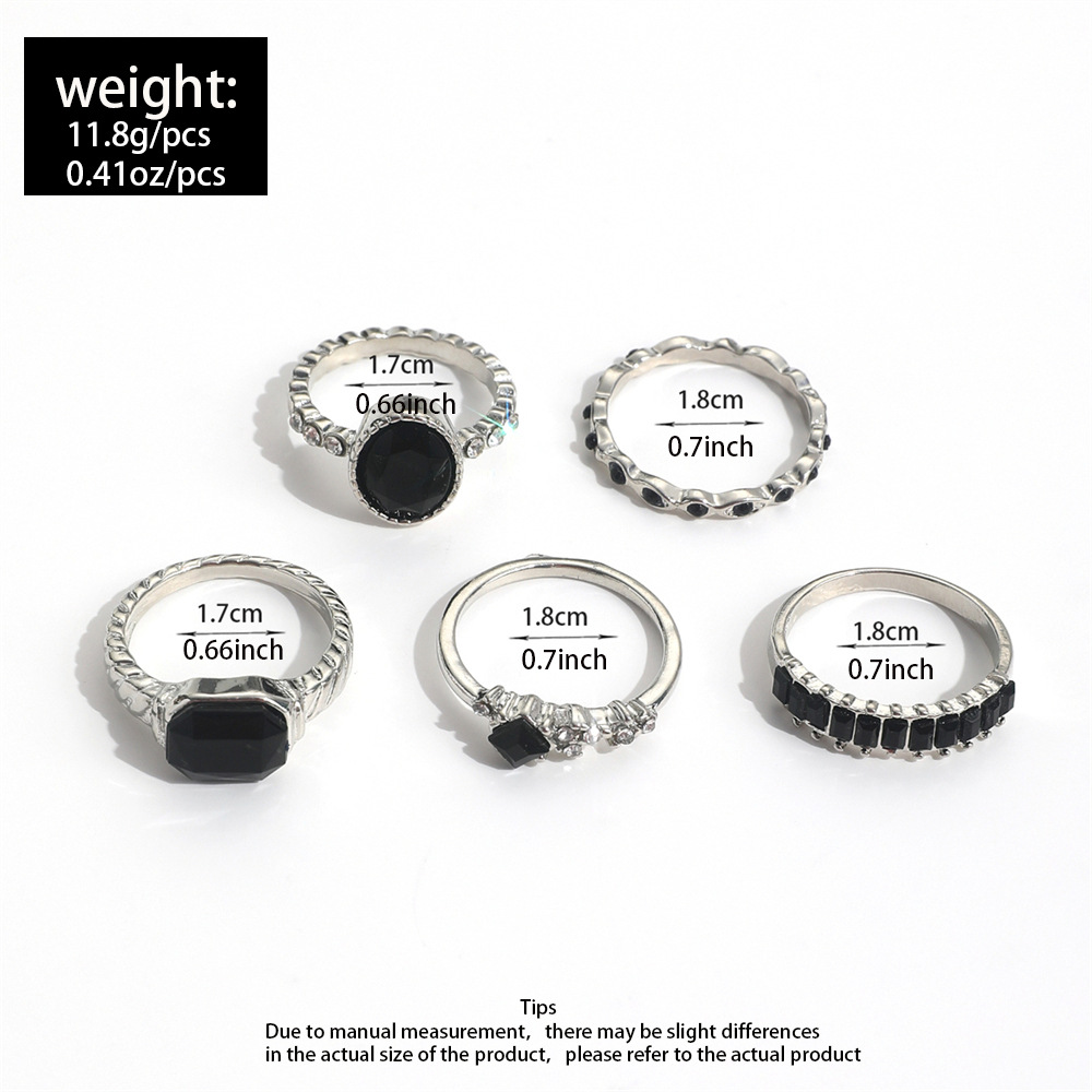 Retro Siyah Kristal Taş Yüzük  - Vintage Punk Knuckle Rings Set incelemesi ve fiyatı