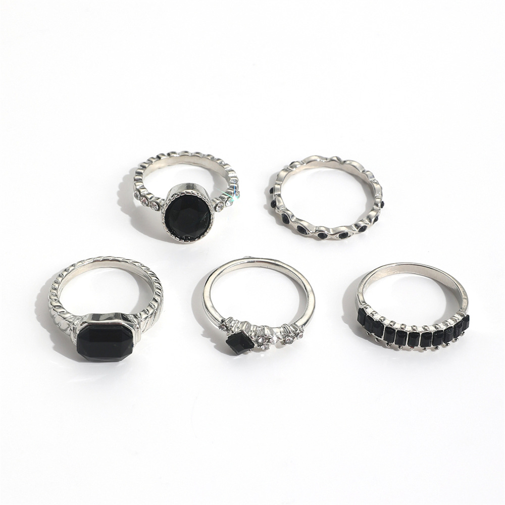 Retro Siyah Kristal Taş Yüzük  - Vintage Punk Knuckle Rings Set incelemesi ve fiyatı