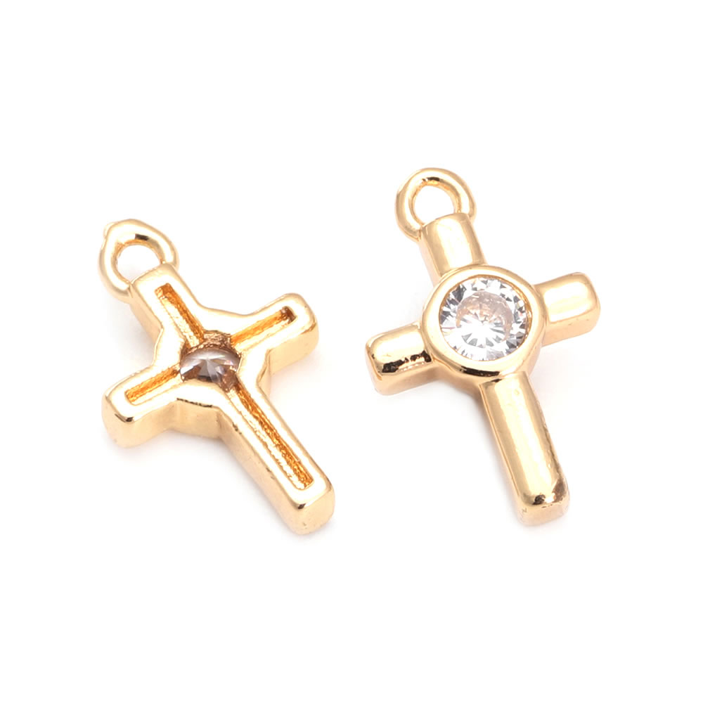 18K altın renk pirinç zirkon ç - Cross Pendant Necklace Gold incelemesi ve fiyatı