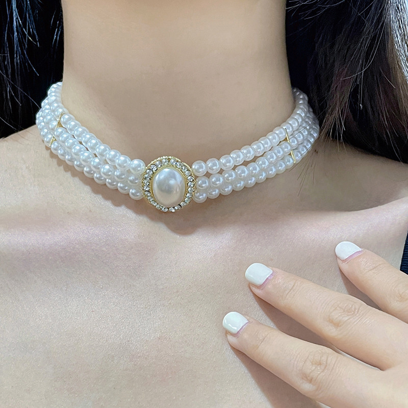 Lüks Vintage Üç katmanlı İmita - Pearl Choker Necklace Vintage incelemesi ve fiyatı