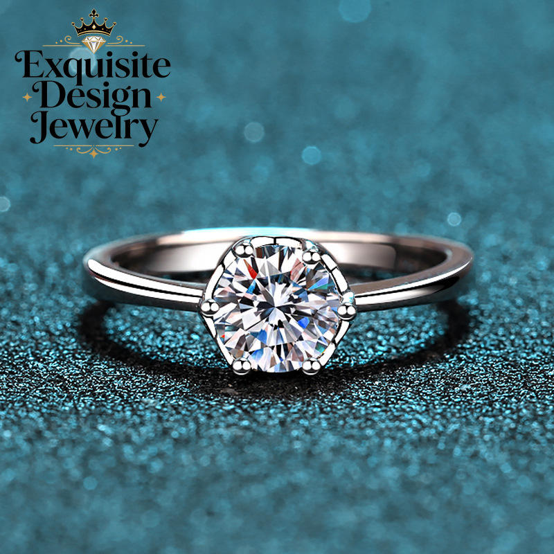 Zarif Platin PT950 Parlak 1 Ka - Moissanite Engagement Ring 1 Carat incelemesi ve fiyatı